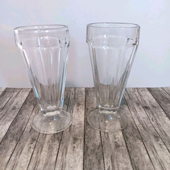 Vintage Libbey Glass Company Clear Pressed Glass Soda Fountain Sundae Glasses - Picture 2 of 10